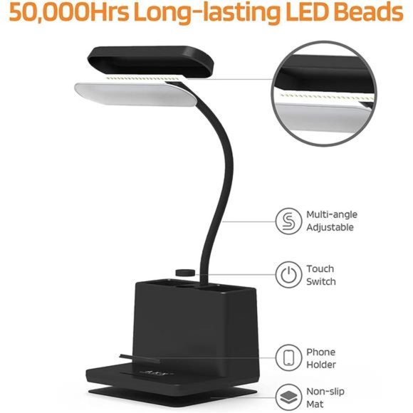 LED Desk Lamp for Home Office, Battery Operated Desk Light for Computer/Desktop - Picture 5 of 5
